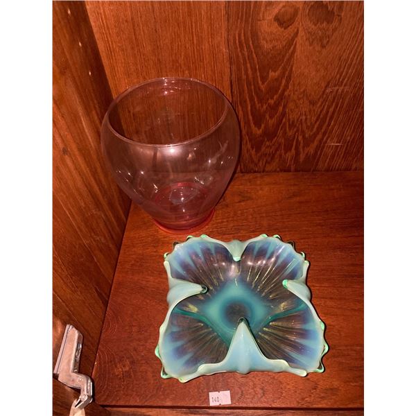 Colourful Hand Blown Glass Vase And Candy Dish