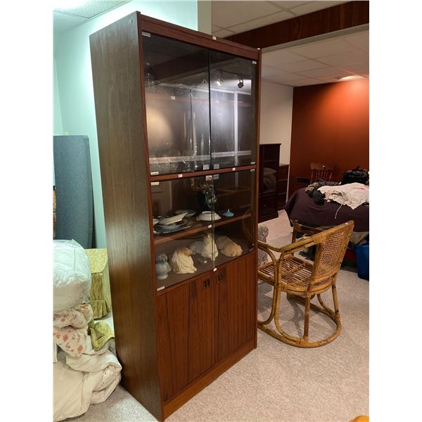 Vintage China Cabinet With Glass Doors 30L x 15W x 70H