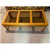 Image 1 : Smoky Glass Top And Wood Coffee Table 48L x 24W x 15T