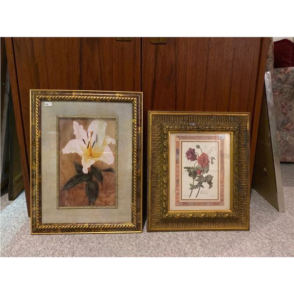 Set Of Framed Decorative Floral Prints 17 x 13 