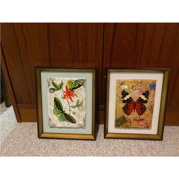Set Of Decorative Butterfly Tiles In Frames11 x 9