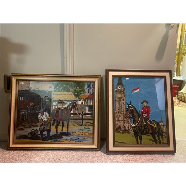 French Guard And Horse Shoe Worker Embroidery21 x 26 