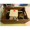 Image 1 : Vintage Wooden Mountain Box Crate With Vinttage Coke Bottle And Scale