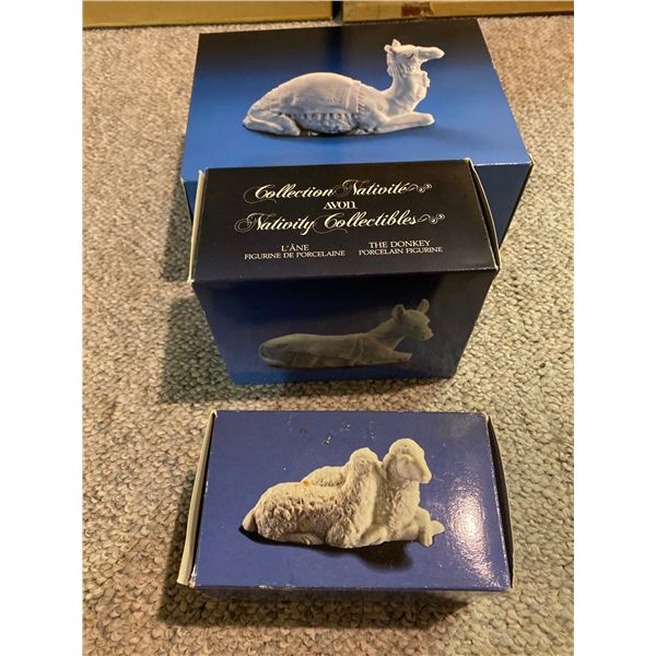 Avon Nativity Collection The Camel, The Donkey And , The Sheep Pocelain Figurines
