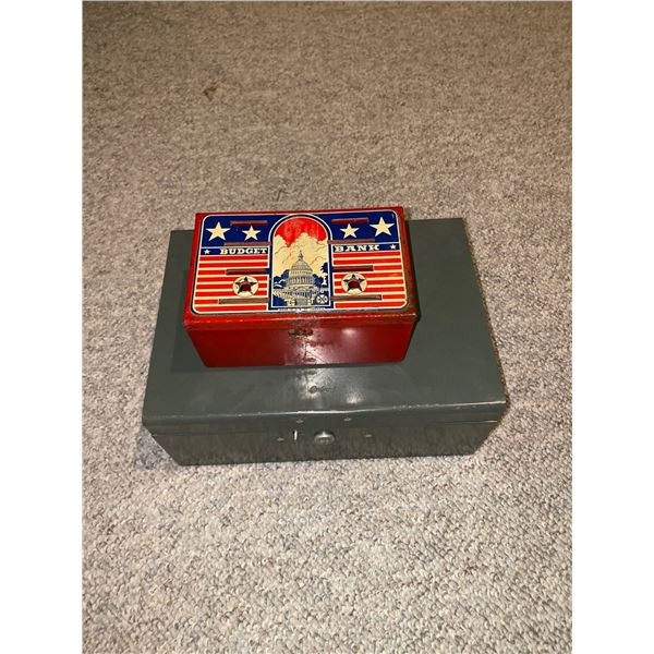 Vintage Coin Sorting Box And Metal Lock Box