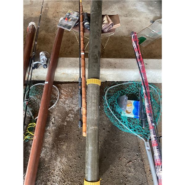 Fishing Rod With Wooden Walking Stick And More