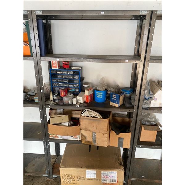 Metal Shelving Unit With Small Misc Parts 36L x 12W x 71T ( Contents Of Shelf )