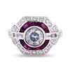 Image 1 : 1.63 ctw Diamond and 0.85 ctw Ruby Platinum Ring