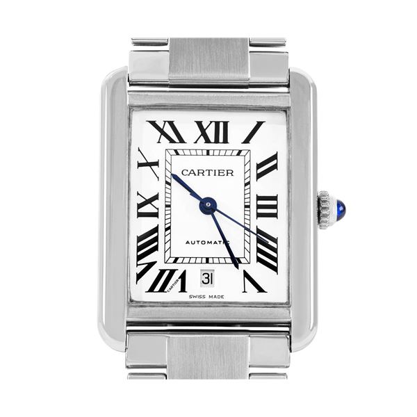 Cartier Mens Stainless Steel 40MM Tank Solo XL Wristwatch