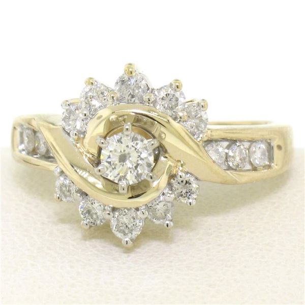 14k Yellow Gold 1.00 ctw Keepsake Channel Round Diamond Cocktail Engagement Ring