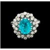 Image 2 : 4.08 ctw Apatite and Diamond Ring - 14KT White Gold