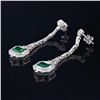 Image 2 : 3.18 ctw Emerald and 1.86 ctw Diamond Platinum Dangle Earrings