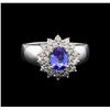 Image 2 : 14KT White Gold 0.83 ctw Tanzanite and Diamond Ring