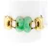 Image 1 : Vintage Large Wide Heavy Alternating Pierced Jade & Solid 14k Gold Bracelet