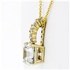 Image 4 : QUALITY 14K Yellow Gold Large Asscher Cut & 5 Round Hand Set CZ Pendant Necklace