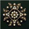 Image 3 : Antique Victorian 14K Yellow Gold Prong & Bezel Seed Pearl Open Round Brooch Pin