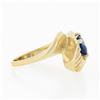 Image 5 : 14k Gold 0.80 ctw Oval Sapphire Solitaire Polished Grooved Open Loop Bypass Ring