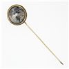 Image 1 : Vintage 14k Gold Round Miniature Hand Painted Portrait w/ Twisted Wire Stick Pin