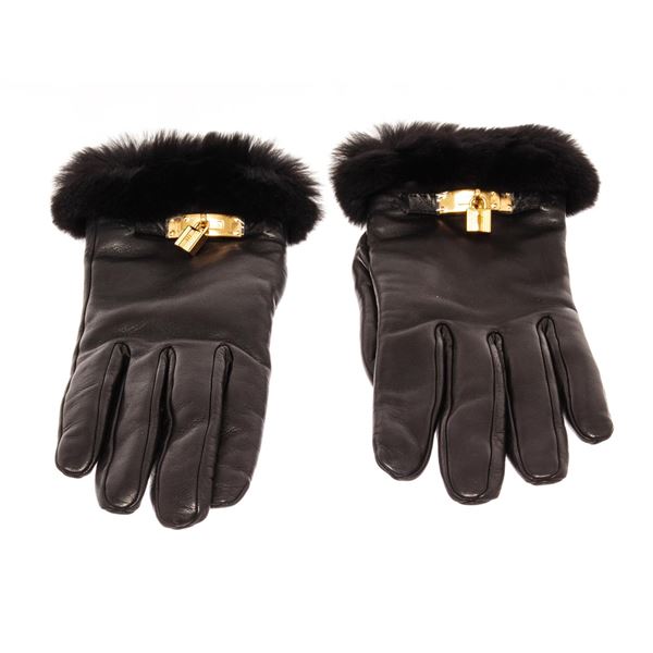 Hermes Brown Lambskin Leather Soya Gloves