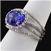 Image 2 : 4.26 ctw Tanzanite and 0.84 ctw Diamond Platinum Ring