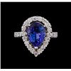 Image 2 : 4.03 ctw Tanzanite and Diamond Ring - 14KT White Gold