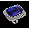 Image 4 : GIA Cert 38.29 ctw Tanzanite and Diamond Ring - 14KT White Gold