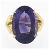 Image 4 : Solid 14k Yellow Gold 15 ctw Large Oval Step Cut Amethyst Solitaire Cocktail Rin