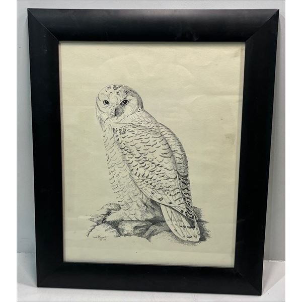 Luda Bogaert 1974 Print of Untitled Owl Sketch  Frame 21.5Wx24.5H Art 15Wx19H
