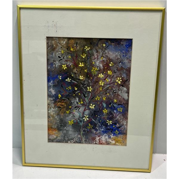 Joyce Swannell 1990 Gouach Origingal of A Bright Bunch of Weeds"   Frame 15Wx18H Art 9Wx12H