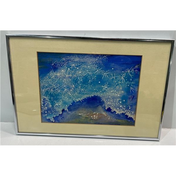 Joyce Swannell Mixed Media Original Hoar Frost at Stream Edge Frame 17Wx11H Art 11Wx8H