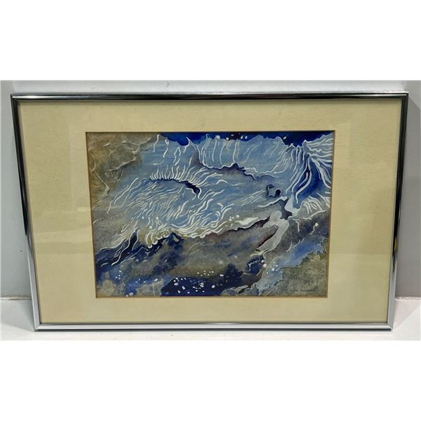 Joyce Swannell Mixed Media Original Frozen Waterfall   Frame 17Wx11H Art 11Wx8H