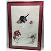 Image 1 : Danny Dennis 1995 Mixed Media Original Orca & Salmon Frame 29Wx41.5H Art 23Wx35H
