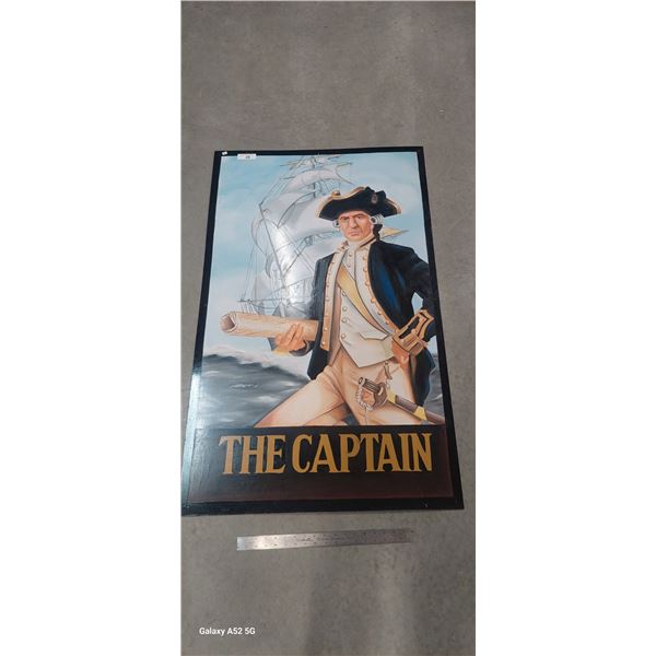 Hand painted on steel English pub sign "The Captain" 49"x30"