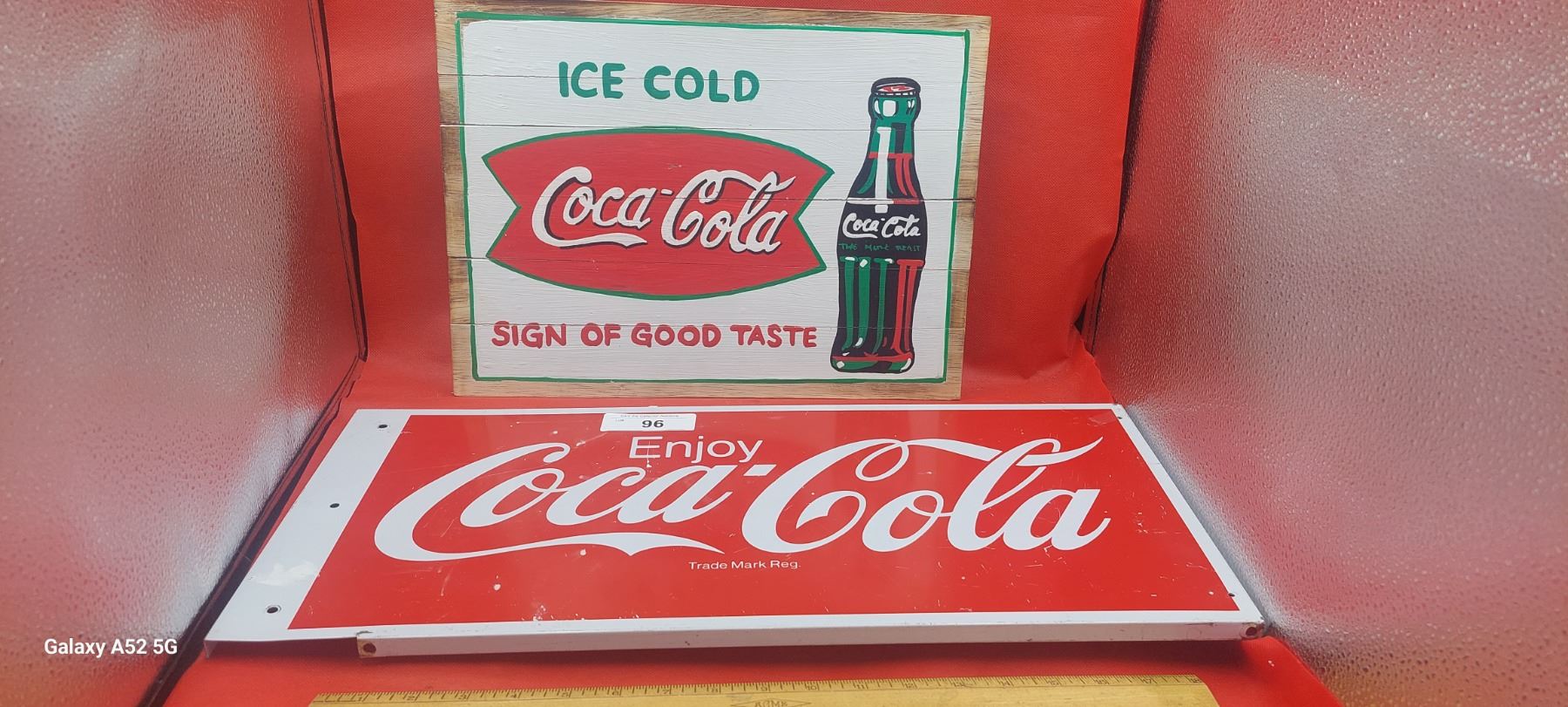 Cike Signs 2 Coke signs, 1 genuine tin plus 1 fantasy sign paint on wood
