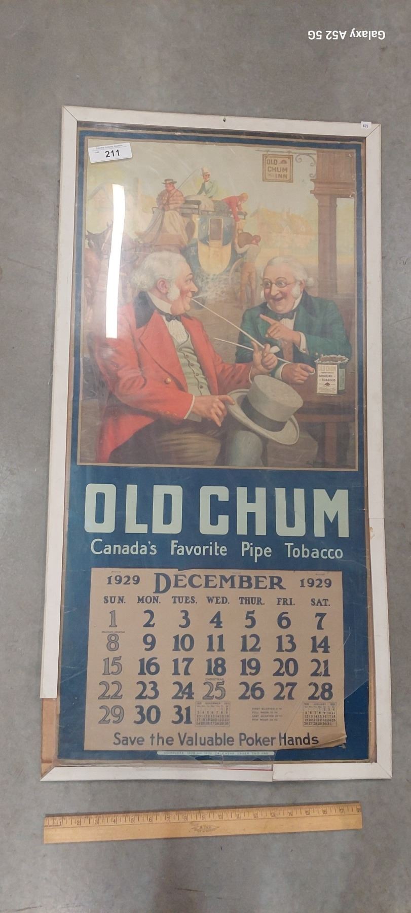 Vintage 1929 Old Chum tobacco callendar 40