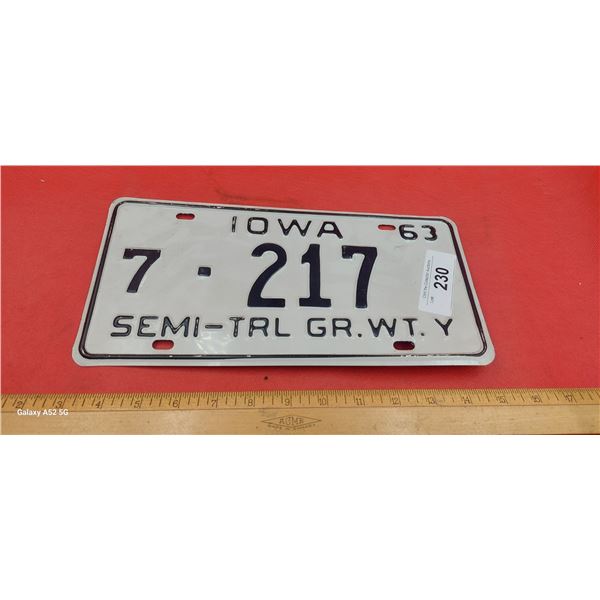 1963 Iowa plate