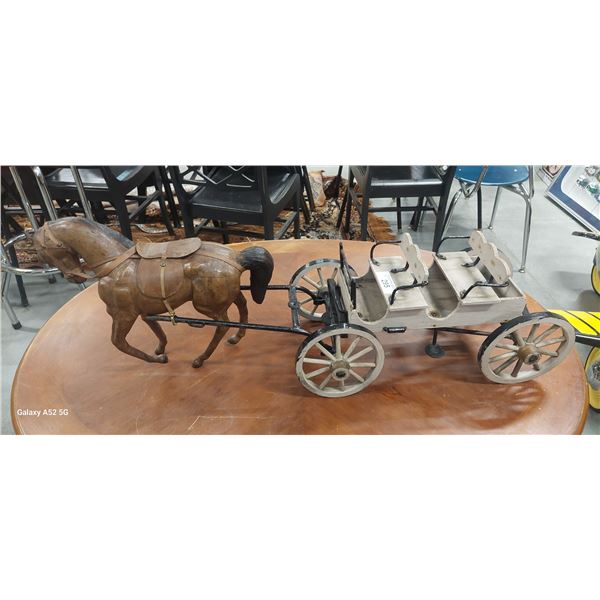 Leather horse and folk art carriage