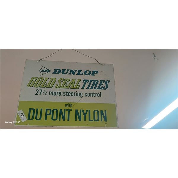 Double sided tin Dunlop sign vintage 18 x16 