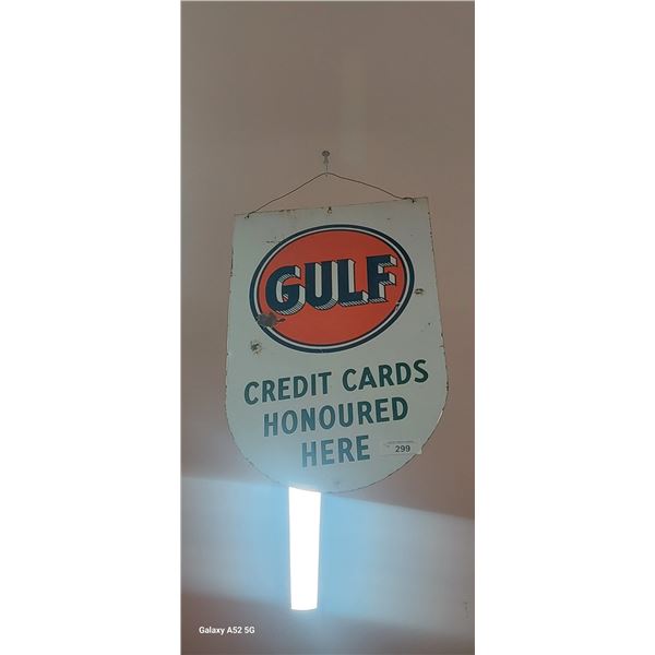 Beautiful double sided porcelain Gulf sign 24"x14"