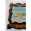 Image 2 : 1981 Wood Framed Frobisher Bay Polar Bear Picture - 12" x 11"