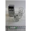 Image 1 : Richardson Pioneer Glass Mug, Working Man's Doodle Glass, Vintage Dripcut Starline Napkin Holder