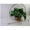 Image 2 : Brass Plant Hanger with Silk Plant