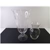 Image 2 : (3) Glass Vases and (1) Oil Lantern Chimney