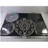 Image 1 : (3) Glass Serving Trays and (2) Glass Pie Plates