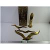 Image 1 : (3) Brass Birds in Flight, Brass Wall Plaque and Brass Bud Vase