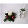 Image 3 : Christmas Decor-Candle Holder/Candles, Santa Figure and Serving Tray