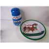 Image 5 : Christmas Decor-Candle Holder/Candles, Santa Figure and Serving Tray