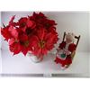 Image 1 : Mrs. Claus in Rocking Chair and Vase full of Artificial Poinsettias