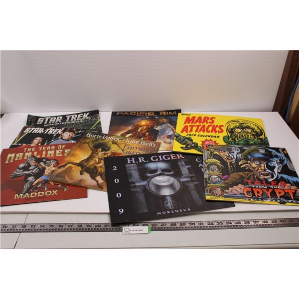 (8) Used Calendars of Varying Subject Matter - Star Trek, Fantasy, The Year of Manliness, Pacific Ri