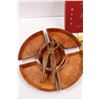 Image 2 : Vintage Woven Wooden Serving Trays w/Saucer, Wooden "Lolita" Nut Cracker, 1940 Rummoli Game, Jamaica